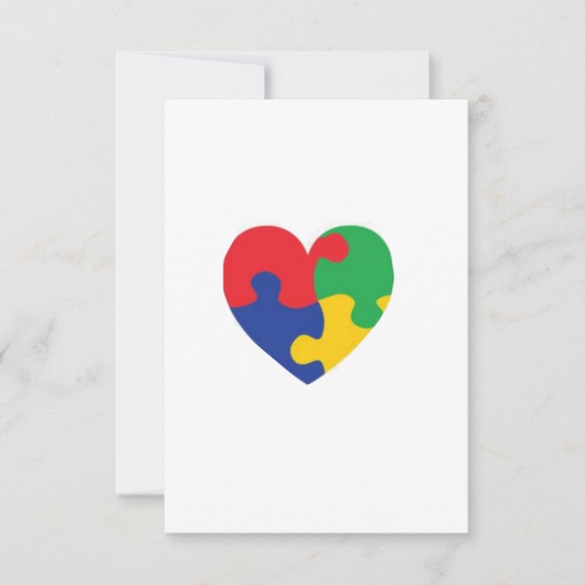 Autism Puzzle Heart Thank You Card (Front)