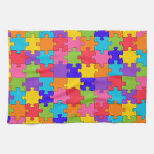 autism puzzle kitchen towel