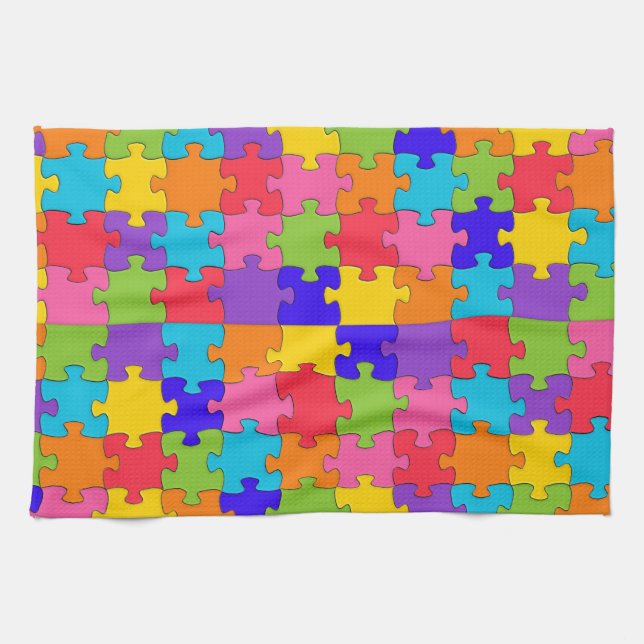 autism puzzle kitchen towel (Horizontal)