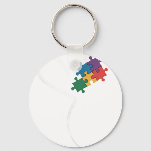 Autism Puzzle Love Autism Awarenes Keychain (Front)