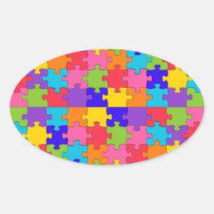 autism puzzle oval sticker