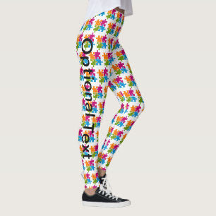 Autism Puzzle Piece Awareness Support Cute Walk 1K Leggings