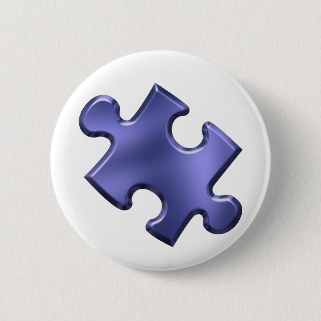 Autism Puzzle Piece Blue 2 Inch Round Button (Front)