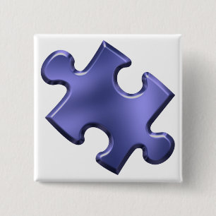 Autism Puzzle Piece Blue 2 Inch Square Button