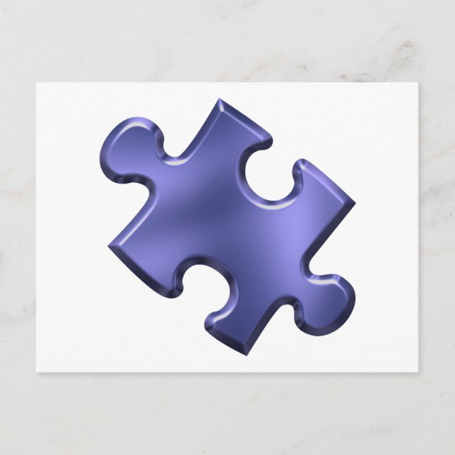 Autism Puzzle Piece Blue Postcard (Front)