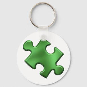 Autism Puzzle Piece Green Keychain