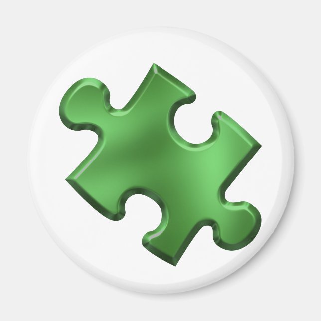 Autism Puzzle Piece Green Magnet (Front)