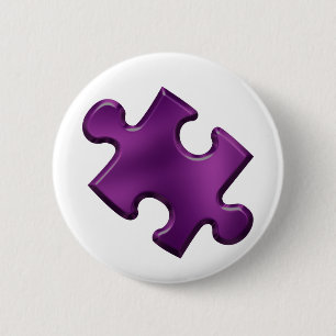 Autism Puzzle Piece Purple 2 Inch Round Button