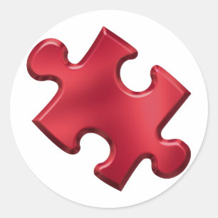 Autism Puzzle Piece Red Classic Round Sticker