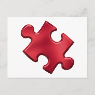 Autism Puzzle Piece Red Postcard
