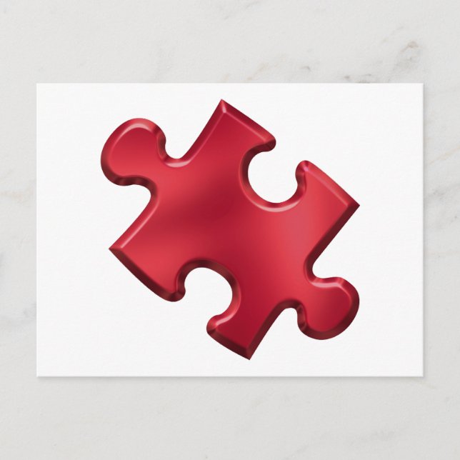 Autism Puzzle Piece Red Postcard (Front)