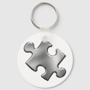 Autism Puzzle Piece Silver Keychain