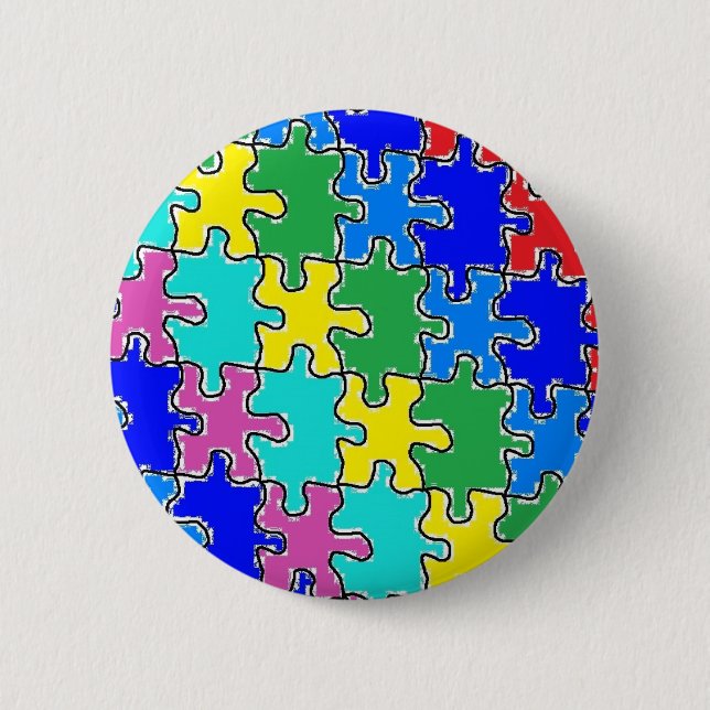 autism puzzle pieces 40 2 inch round button (Front)