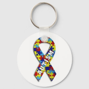 Autism Puzzle Ribbon Keychain