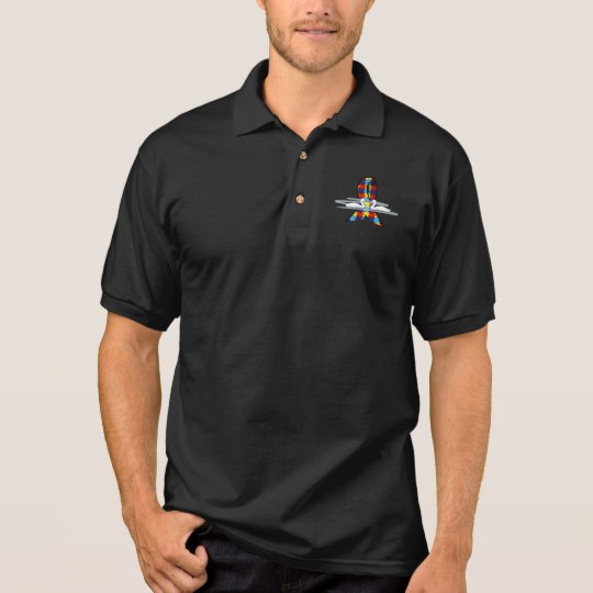 Autism Puzzle Ribbon with Swans Polo Shirt