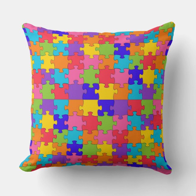 autism puzzle throw pillow (Front)