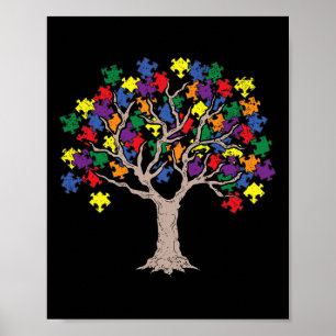 Autism Puzzle Tree Lgbt-q Gay Pride Rainbow Flag M Poster