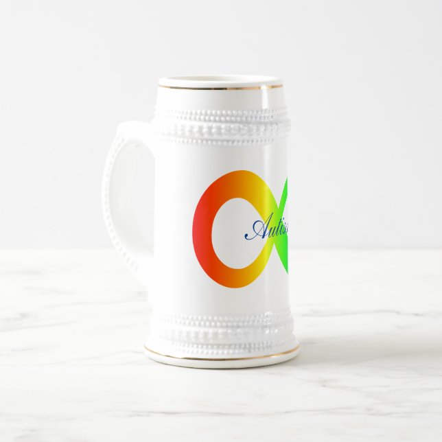 Autism rainbow beer stein (Front Left)