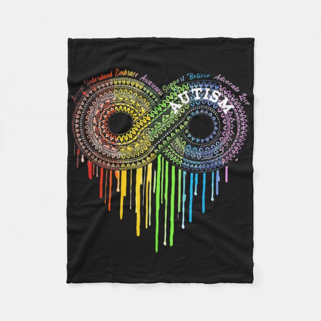 Autism Rainbow Infinity Symbol Asd Awareness  Fleece Blanket (Front)