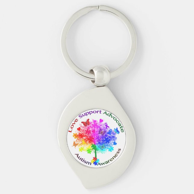 Autism Rainbow Tree Keychain (Front)