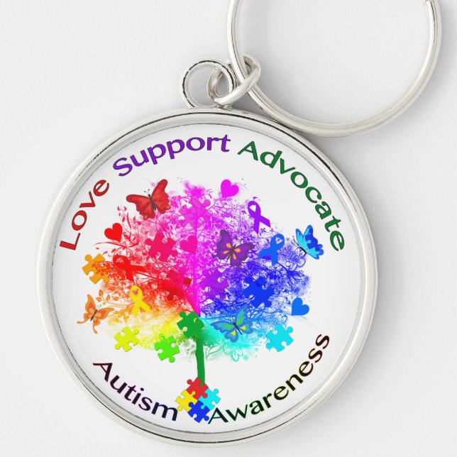 Autism Rainbow Tree Keychain (Front)