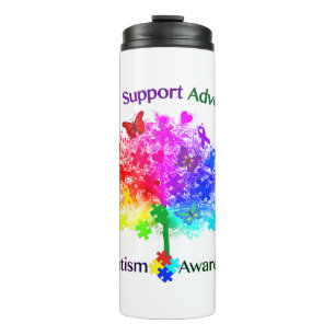 Autism Rainbow Tree Thermal Tumbler