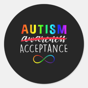 Autism - Red Instead - Acceptance Not Awareness  Classic Round Sticker
