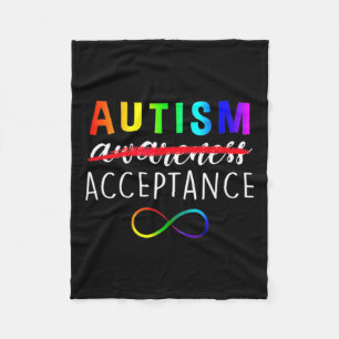 Autism Red Instead Acceptance Not Awareness Fleece Blanket