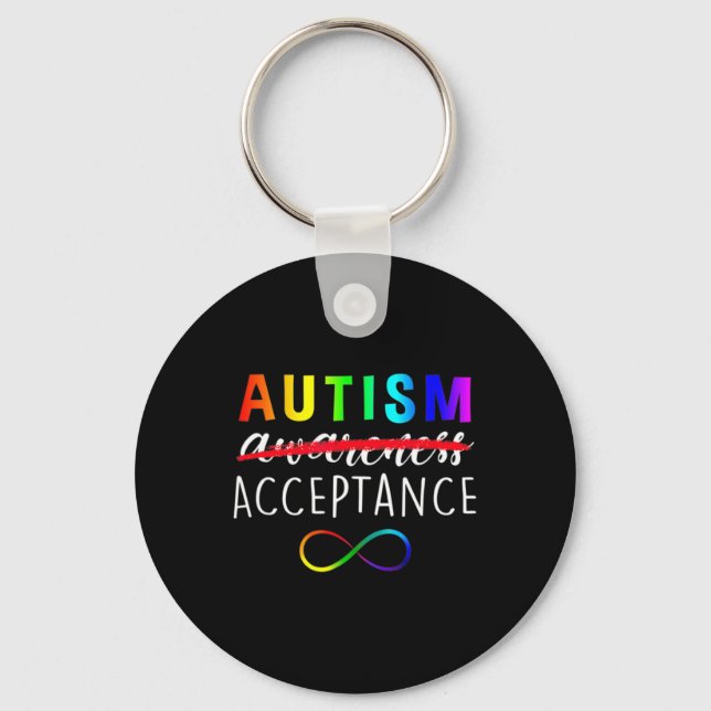 Autism Red Instead Acceptance Not Awareness  Keychain (Front)