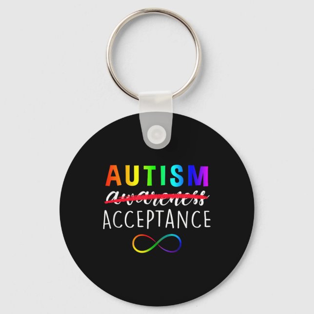 Autism - Red Instead - Acceptance Not Awareness  Keychain (Front)