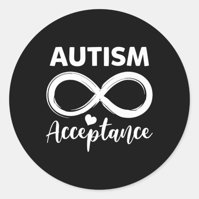 Autism - Red Instead - Acceptance Not Awareness #r Classic Round Sticker (Front)