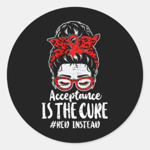 Autism - Red Instead - Acceptance Not Awareness #r Classic Round Sticker