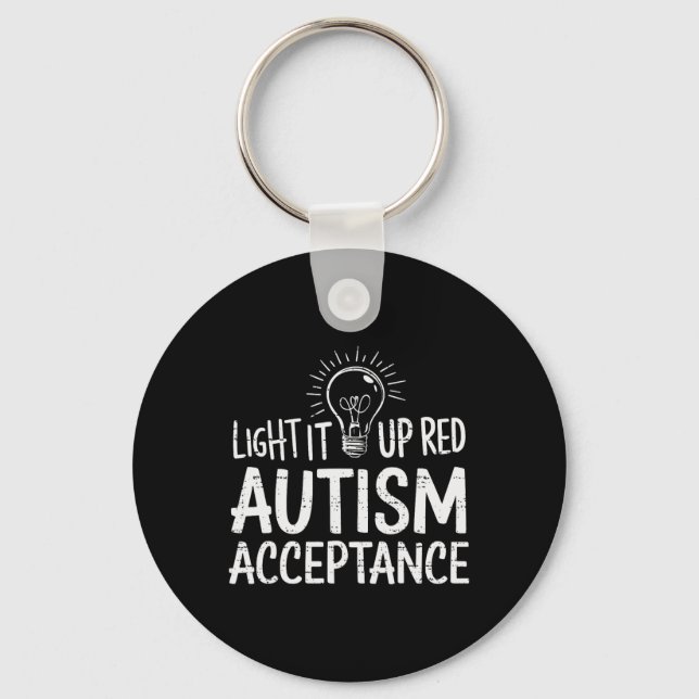Autism - Red Instead - Acceptance Not Awareness #r Keychain (Front)