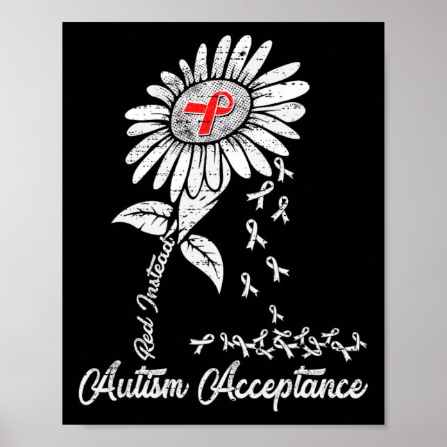 Autism - Red Instead - Acceptance Not Awareness #r Poster (Front)