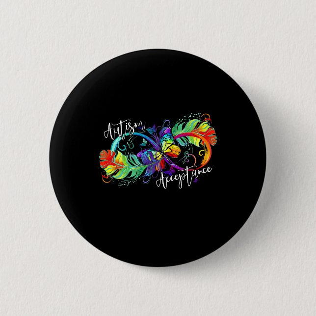 Autism Red Instead Infinity Symbol Autistic Accept 2 Inch Round Button (Front)