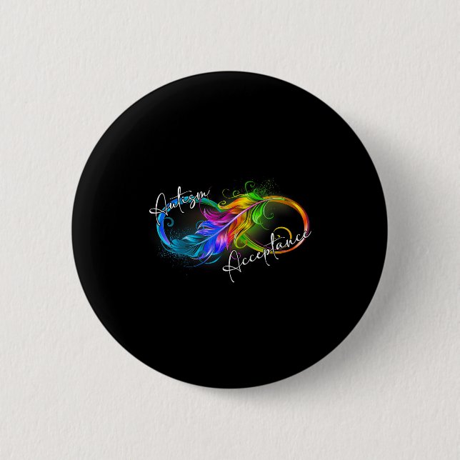Autism Red Instead Infinity Symbol Autistic Accept 2 Inch Round Button (Front)