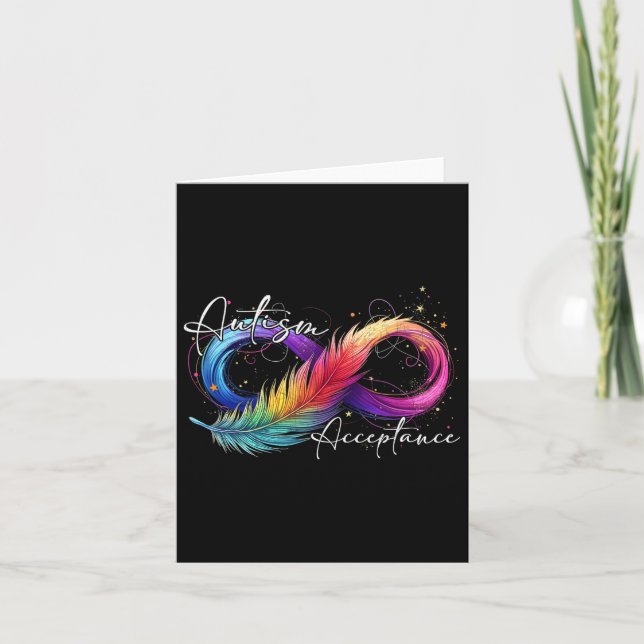 Autism Red Instead Infinity Symbol Autistic Accept Card (Front)