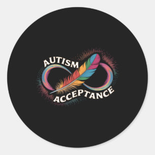 Autism Red Instead Infinity Symbol Autistic Accept Classic Round Sticker