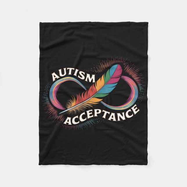 Autism Red Instead Infinity Symbol Autistic Accept Fleece Blanket (Front)
