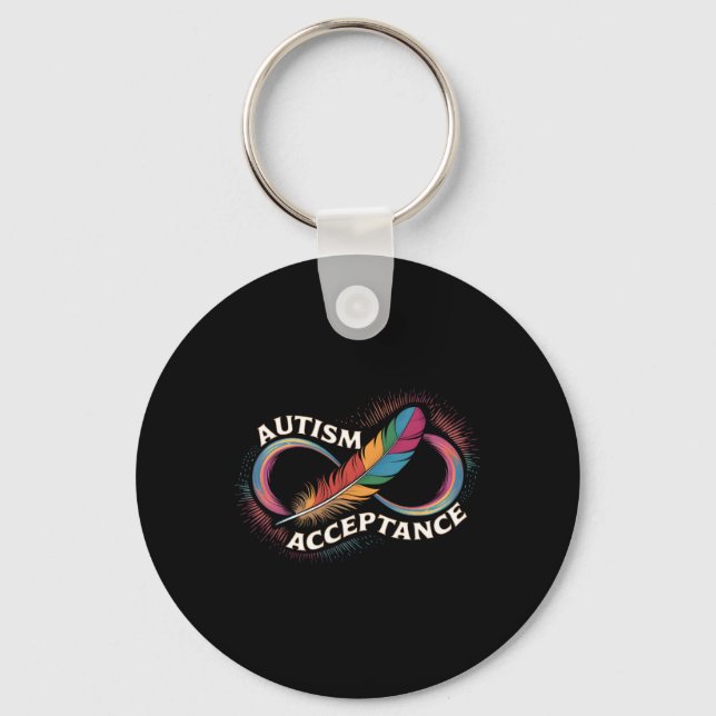 Autism Red Instead Infinity Symbol Autistic Accept Keychain (Front)