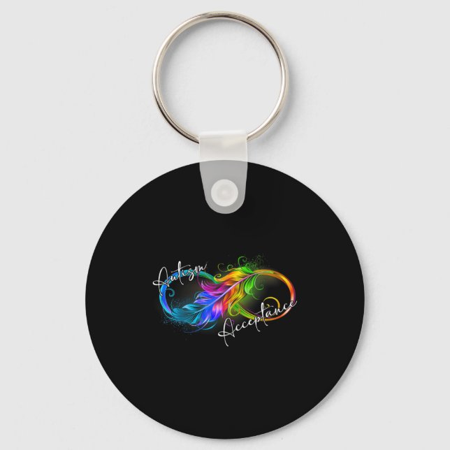 Autism Red Instead Infinity Symbol Autistic Accept Keychain (Front)