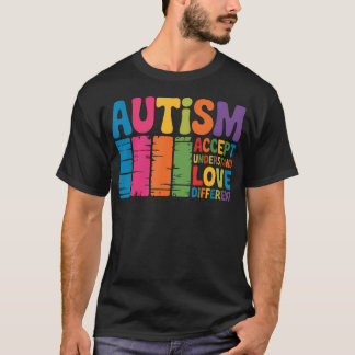 Autism Retro Groovy Acceptance Different T-Shirt
