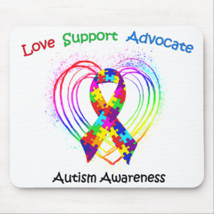 Autism Ribbon on Heart Mouse Pad