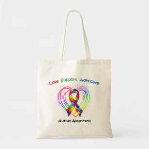Autism Ribbon on Heart Tote Bag