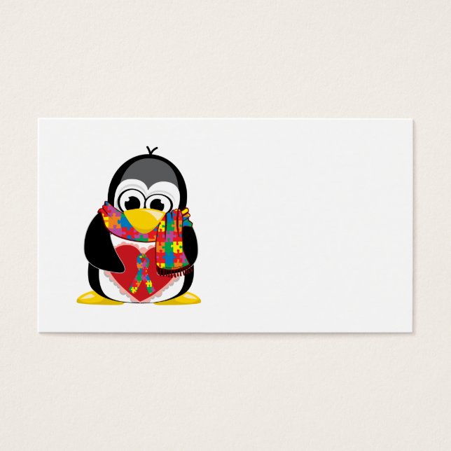 Autism Ribbon Penguin Scarf (Front)