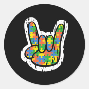 Autism Rocking Hand Disabilities Month  Classic Round Sticker