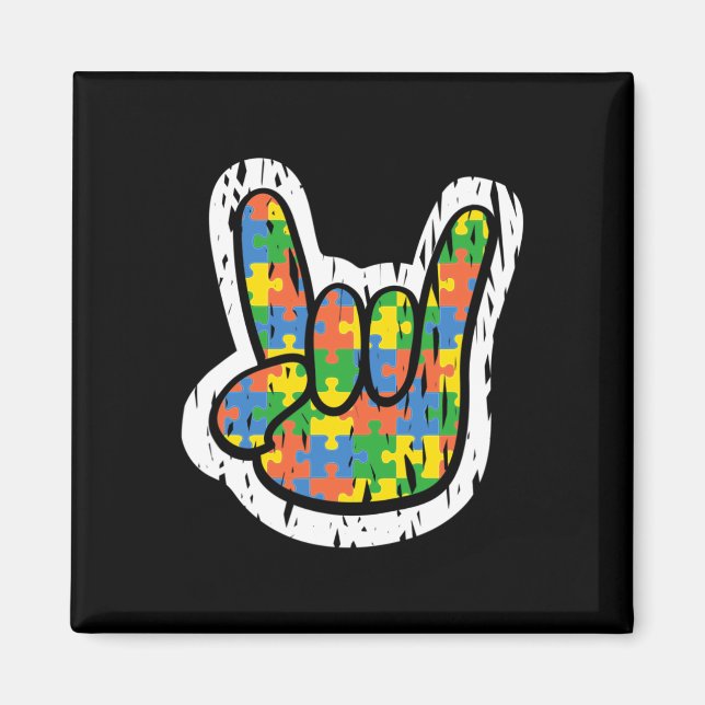 Autism Rocking Hand Disabilities Month  Magnet (Front)