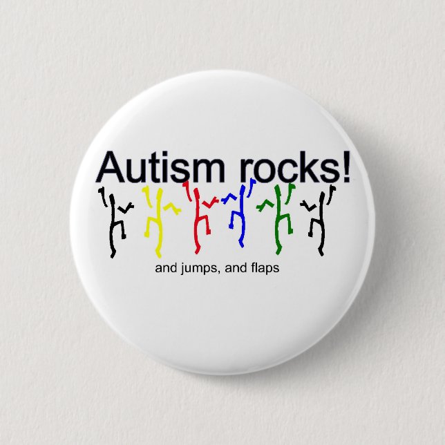 Autism rocks! 2 inch round button (Front)