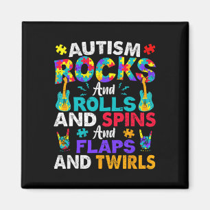 Autism Rocks And Rolls And Spins Autism Awareness  Magnet