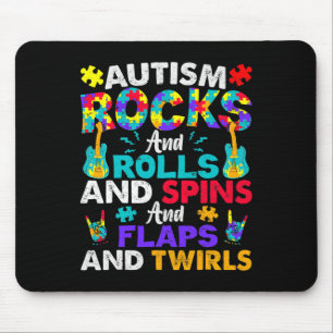 Autism Rocks And Rolls Fun Autism Awareness Month Mouse Pad